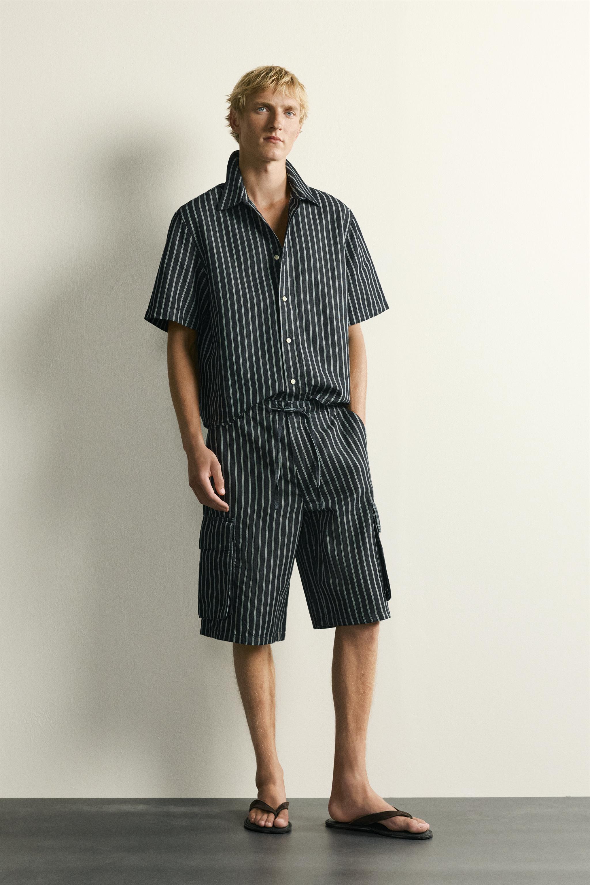 CHEMISE EN DENIM COTON - LIN À RAYURES